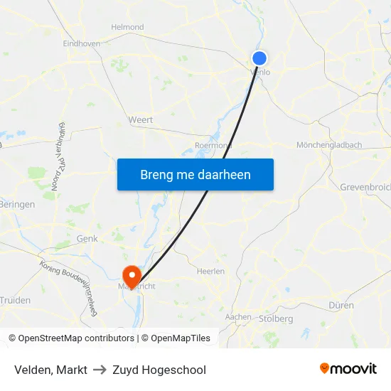 Velden, Markt to Zuyd Hogeschool map