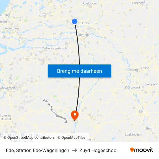 Ede, Station Ede-Wageningen to Zuyd Hogeschool map
