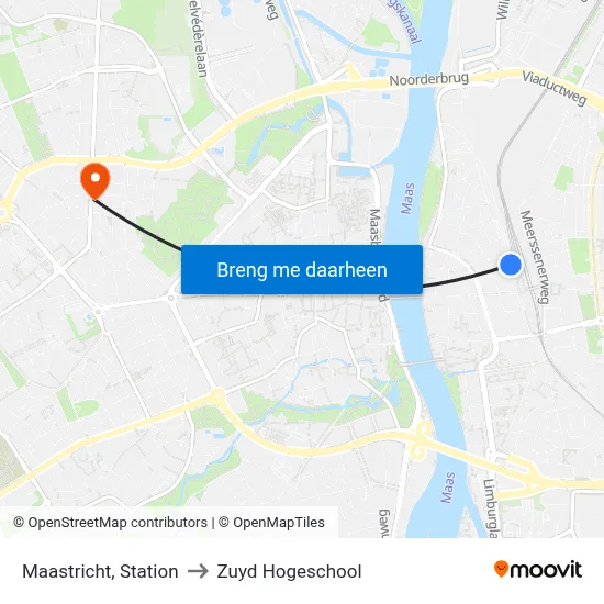 Maastricht, Station to Zuyd Hogeschool map
