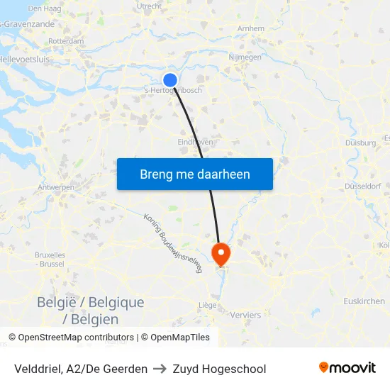 Velddriel, A2/De Geerden to Zuyd Hogeschool map