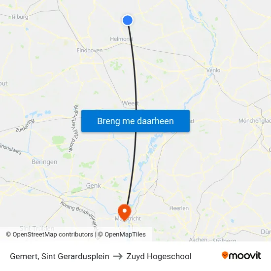 Gemert, Sint Gerardusplein to Zuyd Hogeschool map