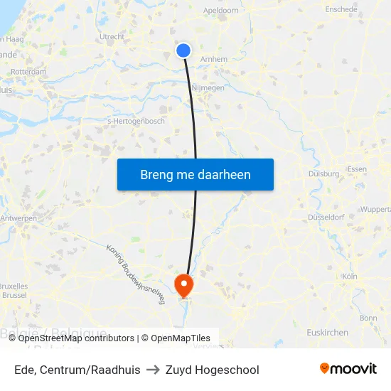 Ede, Centrum/Raadhuis to Zuyd Hogeschool map