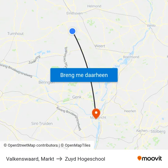 Valkenswaard, Markt to Zuyd Hogeschool map