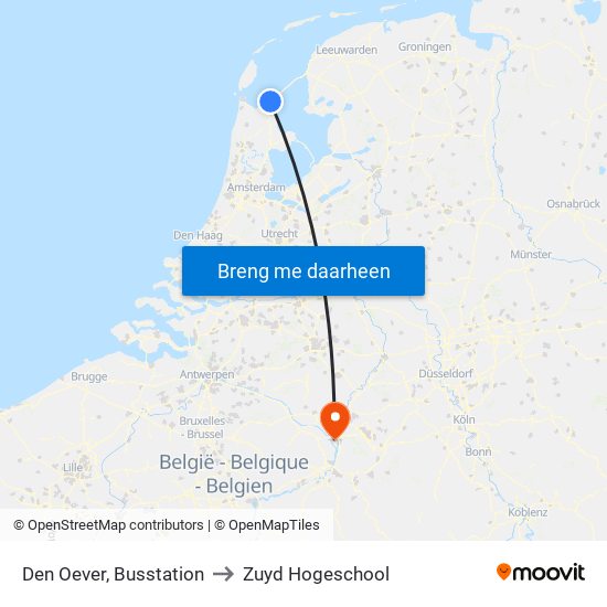 Den Oever, Busstation to Zuyd Hogeschool map