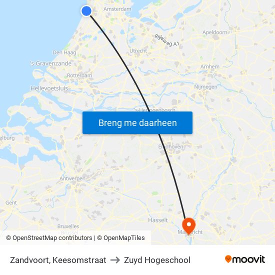 Zandvoort, Keesomstraat to Zuyd Hogeschool map