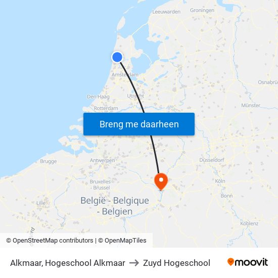 Alkmaar, Hogeschool Alkmaar to Zuyd Hogeschool map