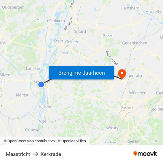 Maastricht to Kerkrade map