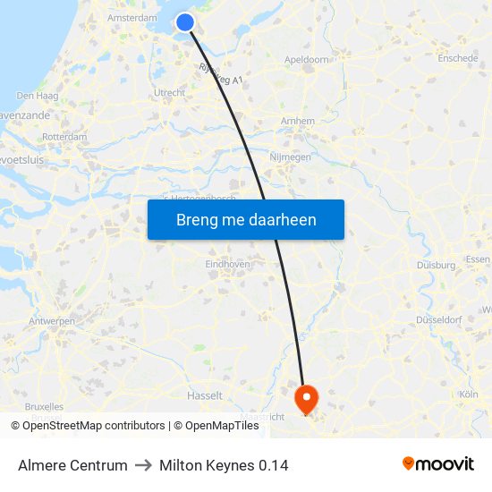 Almere Centrum to Milton Keynes 0.14 map