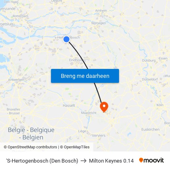 'S-Hertogenbosch (Den Bosch) to Milton Keynes 0.14 map