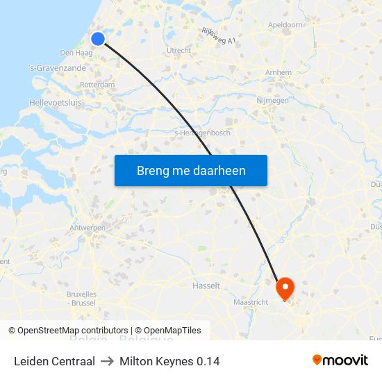 Leiden Centraal to Milton Keynes 0.14 map
