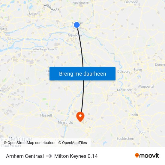 Arnhem Centraal to Milton Keynes 0.14 map