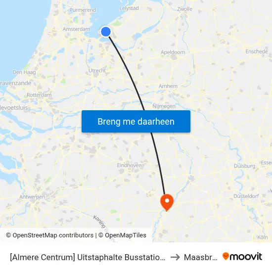 [Almere Centrum] Uitstaphalte Busstation,Haltes O,P,Q to Maasbracht map