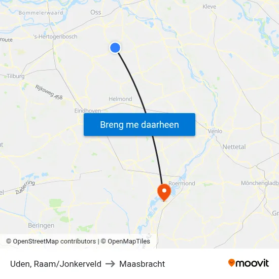 Uden, Raam/Jonkerveld to Maasbracht map