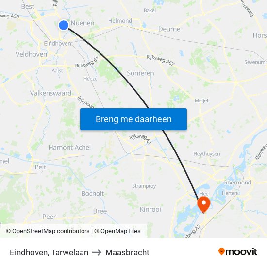 Eindhoven, Tarwelaan to Maasbracht map
