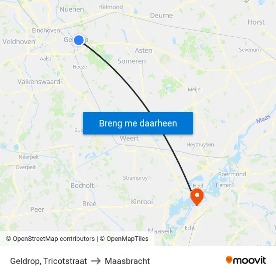 Geldrop, Tricotstraat to Maasbracht map