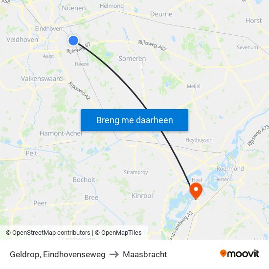 Geldrop, Eindhovenseweg to Maasbracht map