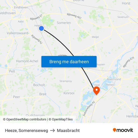 Heeze, Somerenseweg to Maasbracht map