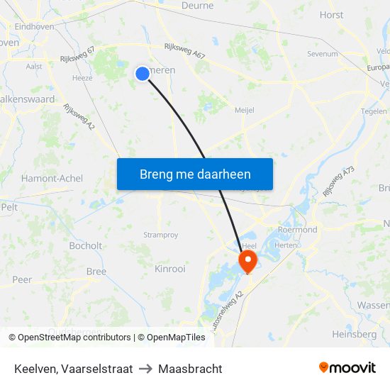 Keelven, Vaarselstraat to Maasbracht map