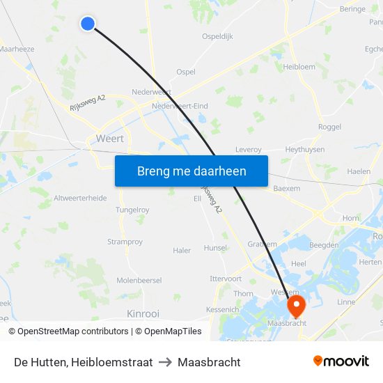 De Hutten, Heibloemstraat to Maasbracht map