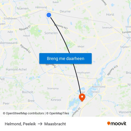 Helmond, Peeleik to Maasbracht map