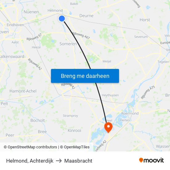 Helmond, Achterdijk to Maasbracht map