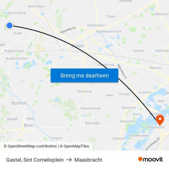 Gastel, Sint Cornelisplein to Maasbracht map