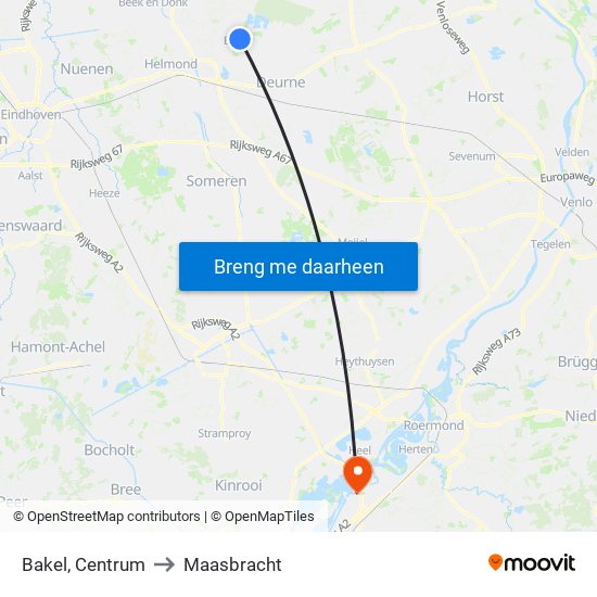 Bakel, Centrum to Maasbracht map