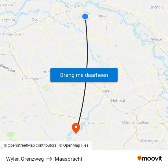 Wyler, Grenzweg to Maasbracht map