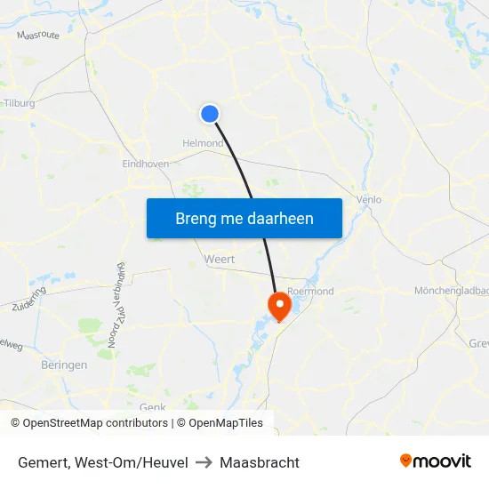 Gemert, West-Om/Heuvel to Maasbracht map