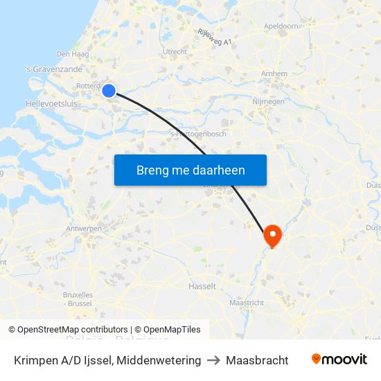 Krimpen A/D Ijssel, Middenwetering to Maasbracht map