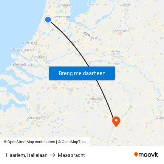 Haarlem, Italielaan to Maasbracht map