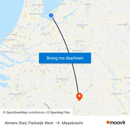 Almere Stad, Parkwijk West to Maasbracht map