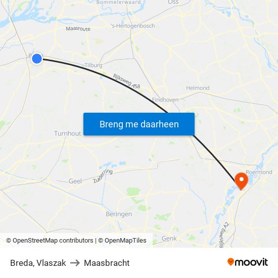 Breda, Vlaszak to Maasbracht map