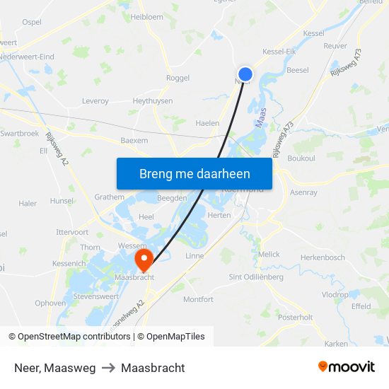 Neer, Maasweg to Maasbracht map