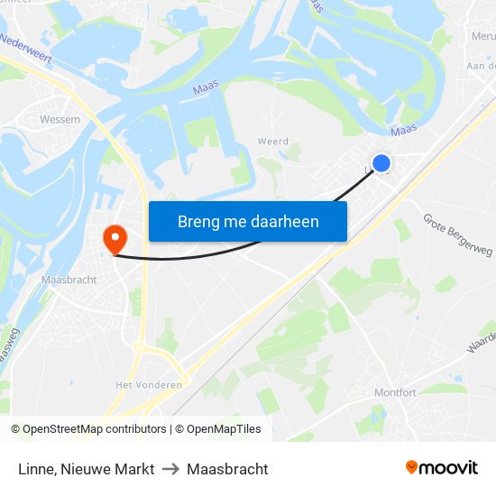 Linne, Nieuwe Markt to Maasbracht map