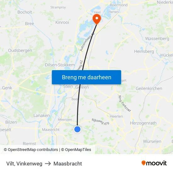 Vilt, Vinkenweg to Maasbracht map