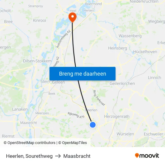 Heerlen, Sourethweg to Maasbracht map