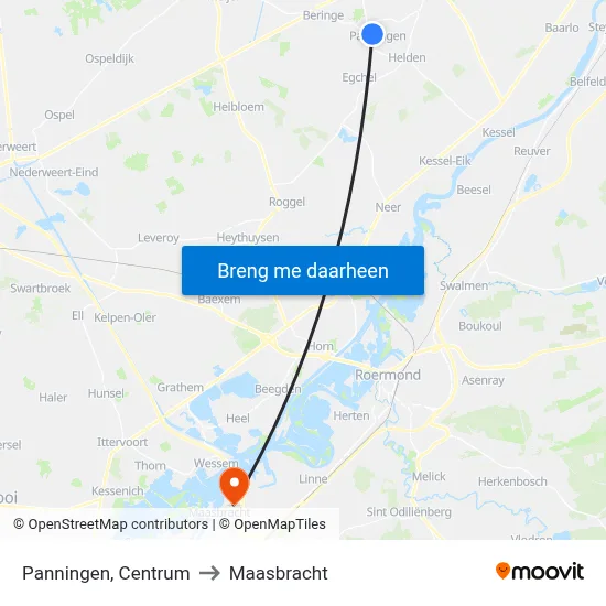 Panningen, Centrum to Maasbracht map