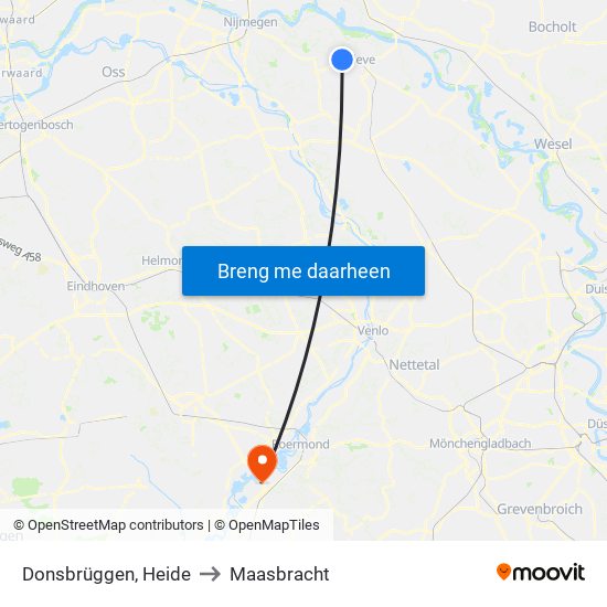 Donsbrüggen, Heide to Maasbracht map