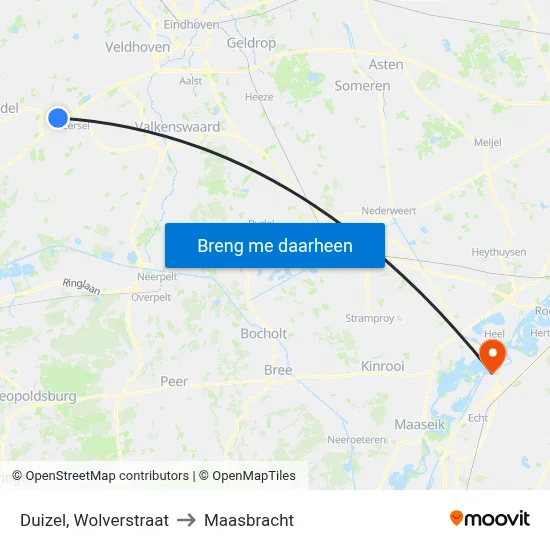 Duizel, Wolverstraat to Maasbracht map