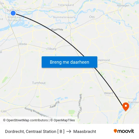 Dordrecht, Centraal Station [ B ] to Maasbracht map