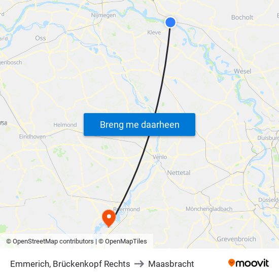 Emmerich, Brückenkopf Rechts to Maasbracht map