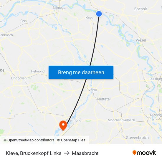 Kleve, Brückenkopf Links to Maasbracht map