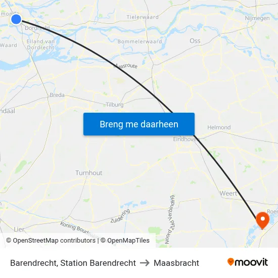 Barendrecht, Station Barendrecht to Maasbracht map