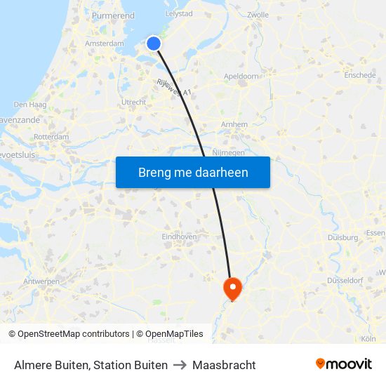 Almere Buiten, Station Buiten to Maasbracht map