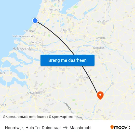 Noordwijk, Huis Ter Duinstraat to Maasbracht map
