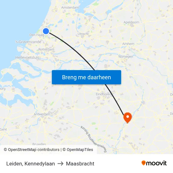 Leiden, Kennedylaan to Maasbracht map