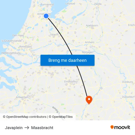 Javaplein to Maasbracht map