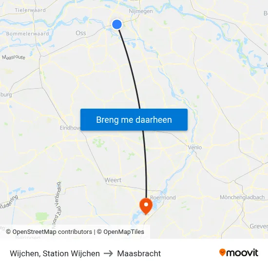 Wijchen, Station Wijchen to Maasbracht map