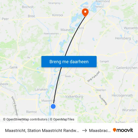 Maastricht, Station Maastricht Randwyck to Maasbracht map